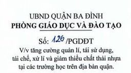 Công văn về việc tăng cường quản lí, tái sử dụng, tái chế, xử lí và giảm thiểu chất thải nhựa tại các trường học trên địa bàn quận