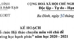 Kế hoạch Tổ chức Hội thảo chuyên môn với chủ đề "Trường học hạnh phúc" năm học 2020-2021