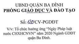 Tổ  chức hưởng ứng " Ngày pháp luật nước CHXHCNVN" năm 2020 Nghành GDĐT quận Ba Đình