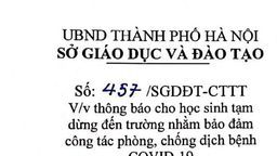 V/v thông báo cho học sinh tạm dừng đến trường  nhằm đảm bảo công tác phòng dịch bệnh COVID- 19