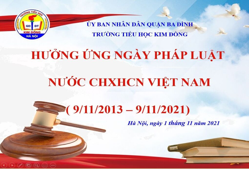 Thầy và trò trường Tiểu học Kim Đồng hưởng ứng Ngày pháp luật nước CHXHCN Việt Nam
