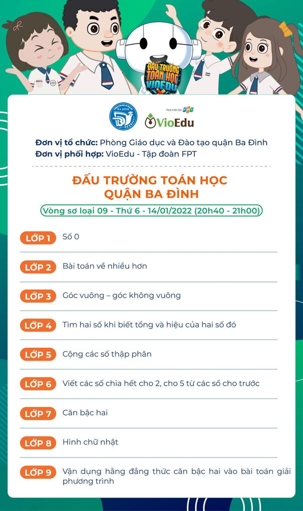 Đấu trường Toán học Quận Ba Đình đã quay trở lại với Vòng sơ loại 9