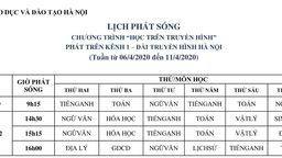LỊCH PHÁT SÓNG CHƯƠNG TRÌNH “HỌC TRÊN TRUYỀN HÌNH” PHÁT TRÊN KÊNH 1, KÊNH 2 – ĐÀI TRUYỀN HÌNH HÀ NỘI (Tuần từ 06/4/2020 đến 11/4/2020)