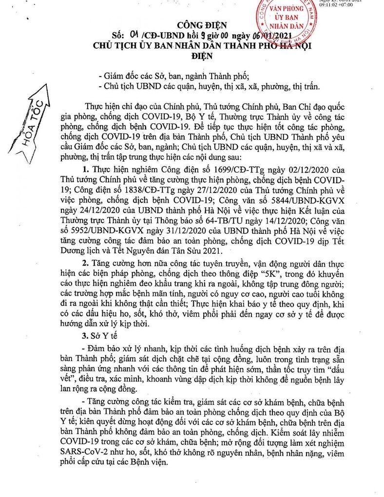 Công điện UBND TP Hà Nội-01-2021-01