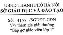 V/v tham gia giải thưởng "Gặp gỡ giáo viên lớp 1"