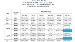 Lịch phát sóng dạy học trên truyền hình từ 303-0442020