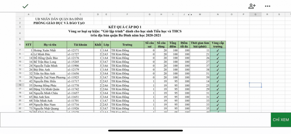 Trường TH Kim Đồng Thông báo chuẩn bị cho vòng thi "Giờ lập trình" cấp trường tổ chức ngày 14/03/2021 (Chủ Nhật)