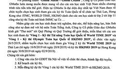 THÔNG BÁO VỀ KỲ THI "TÀI NĂNG TOÁN  HỌC QUỐC TẾ WORD TIME 2019" TẠI THÁI LAN VÀ KỲ THI "OLYMPIC TOÁN HỌC QUỐC TẾ HKIMO 2019" TẠI HONG KONG