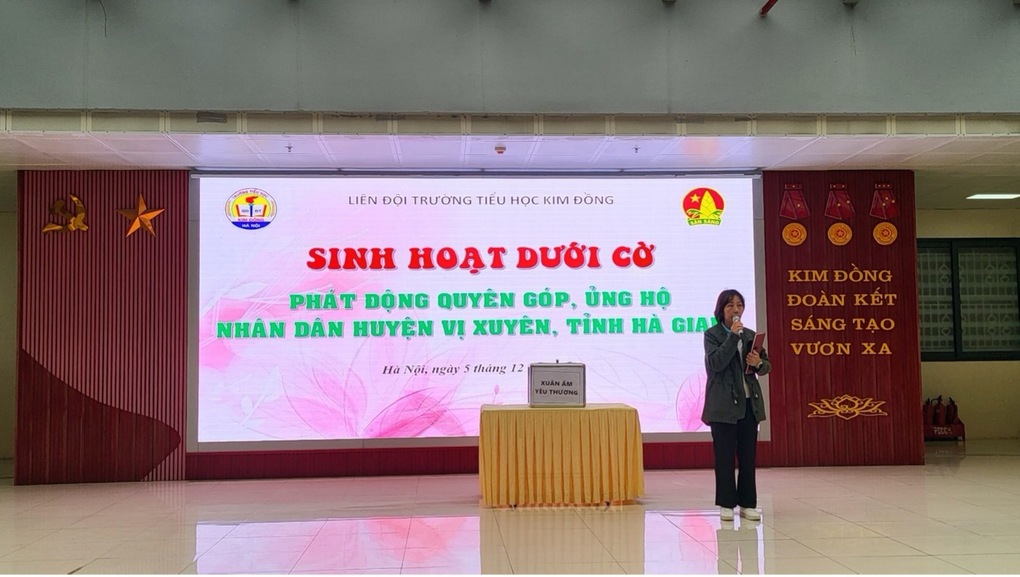 Liên đội trường Tiểu học Kim Đồng tổ chức Phát động quyên góp, ủng hộ thanh thiếu nhi và nhân dân huyện Vị Xuyên, tỉnh Hà Giang