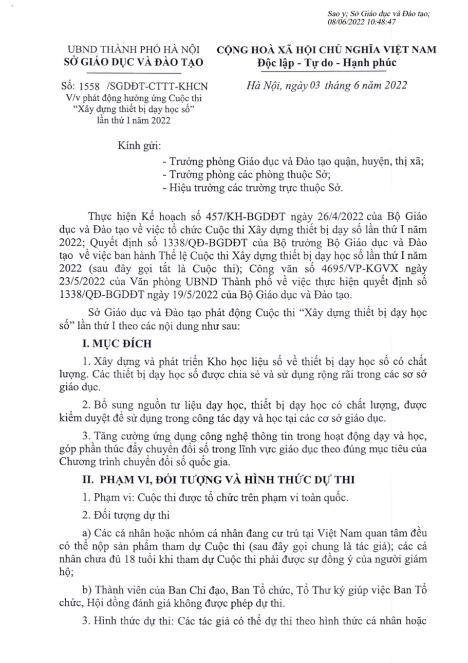 Phát động cuộc thi Xây dựng thiết bị dạy học số lần thứ I năm 2022