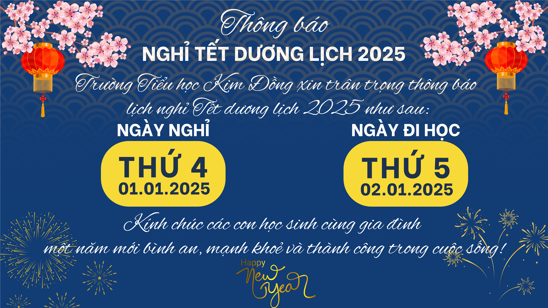 Thông báo Nghỉ Tết dương lịch 2025