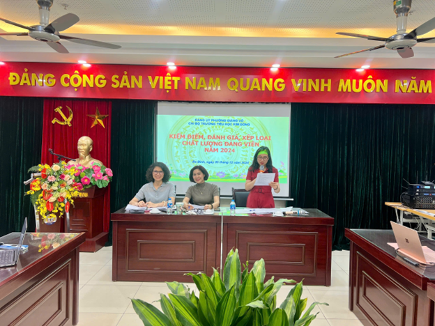 Chi bộ trường Tiểu học Kim Đồng tiến hành Hội nghị Kiểm điểm, đánh giá, xếp loại chất lượng Đảng viên năm 2024