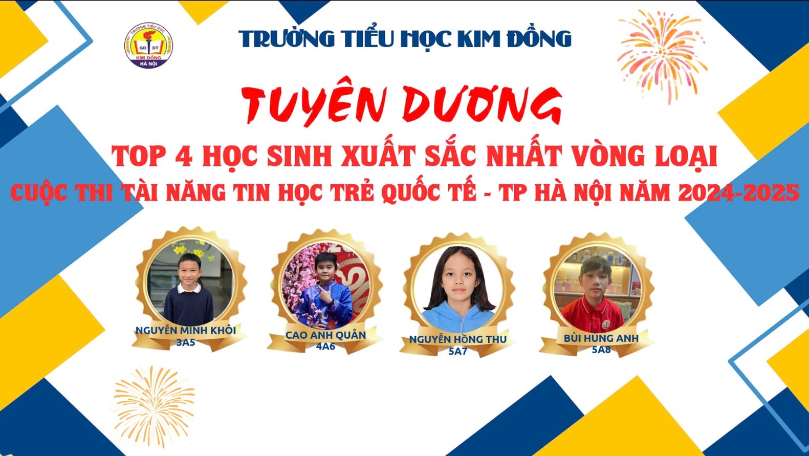 Chúc mừng đội tuyển Tài năng Tin học của trường tham gia vòng sơ loại cuộc thi Tài năng Tin học trẻ Quốc tế Thành Phố Hà Nội, năm học 2024-2025