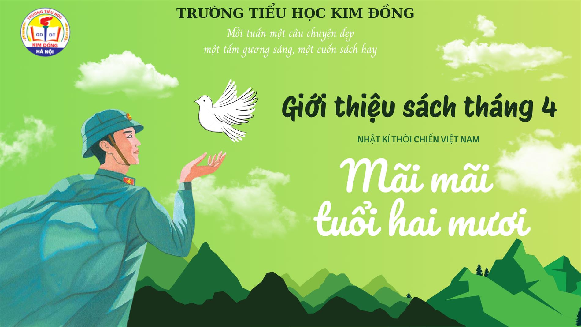 Thư viện trường Tiểu học Kim Đồng giới thiệu sách tháng 4/2026 – Mãi mãi tuổi 20