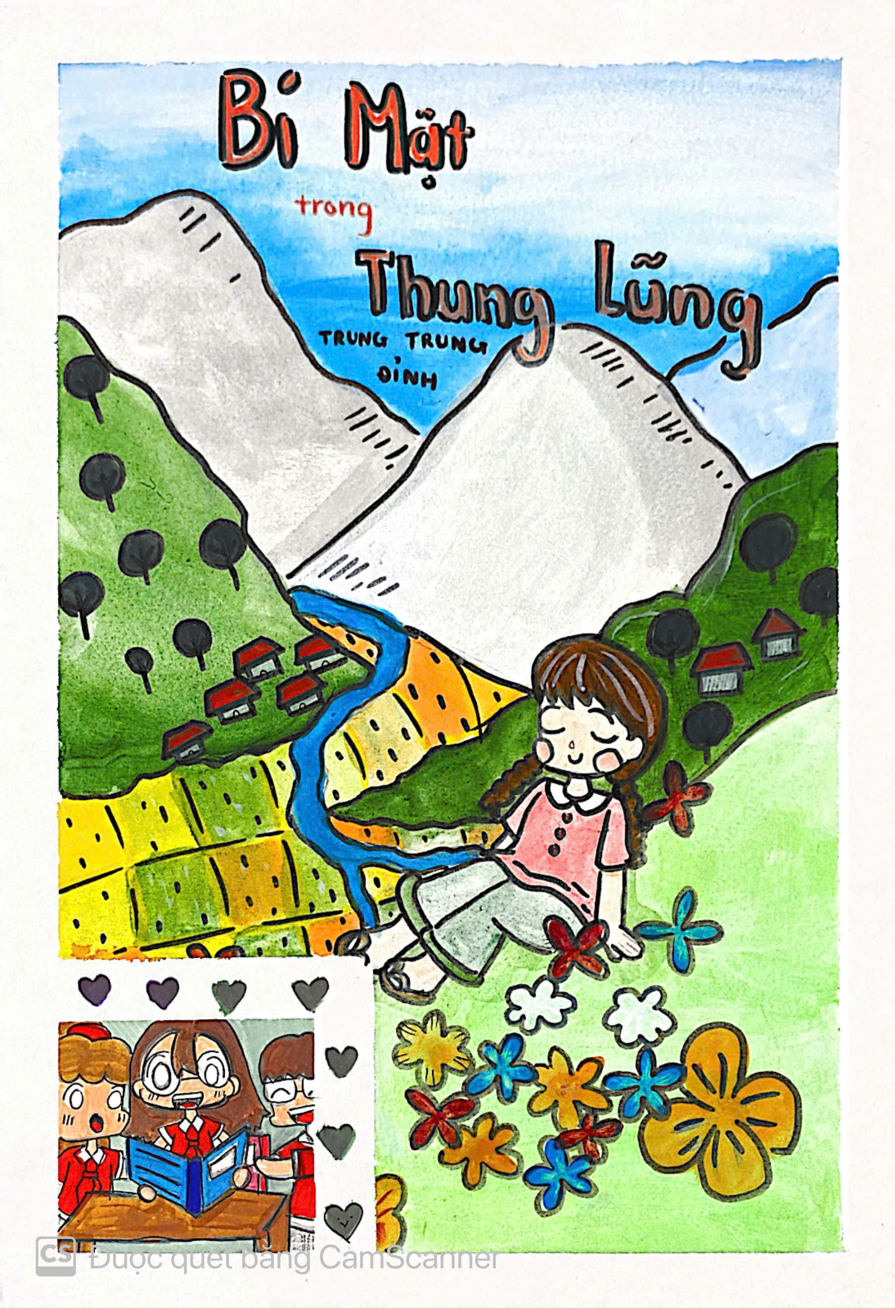 A drawing of a child sitting on a hill
Description automatically generated