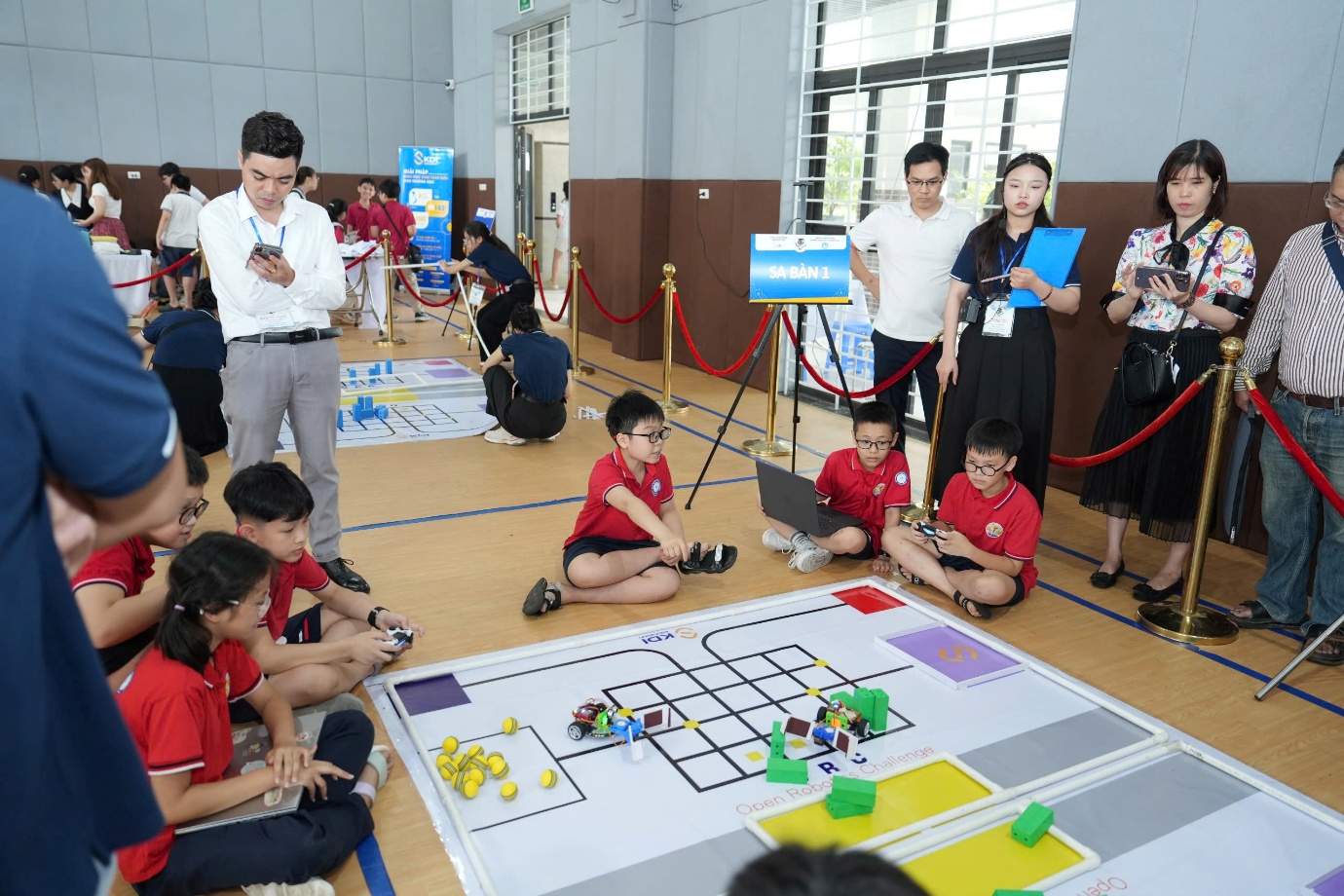 A group of people playing a gameAI-generated content may be incorrect.