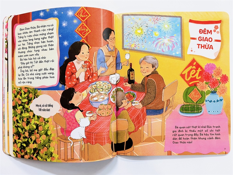 An open book with a picture of a family at a table

Description automatically generated