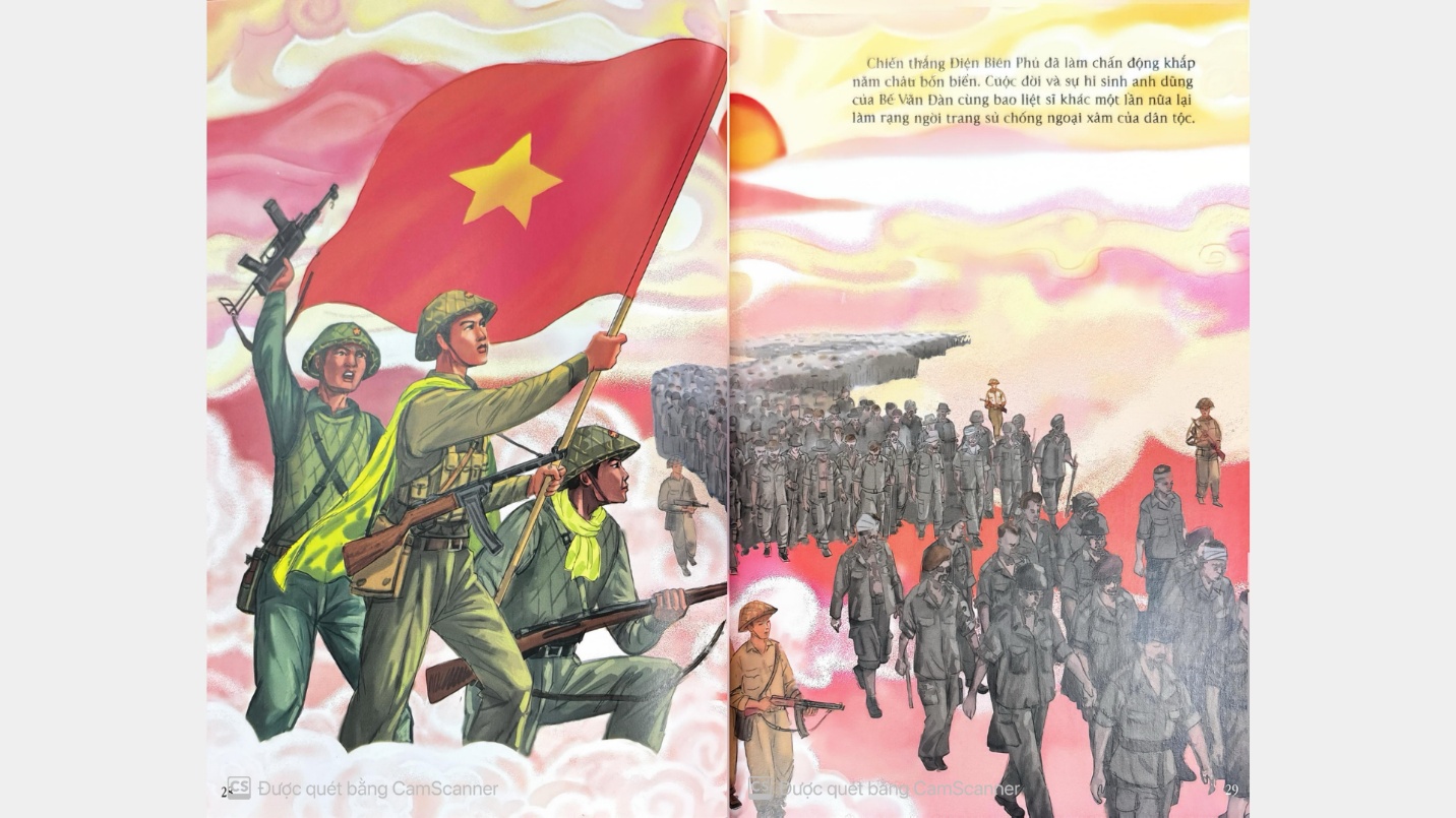 A book with soldiers holding a flag

Description automatically generated